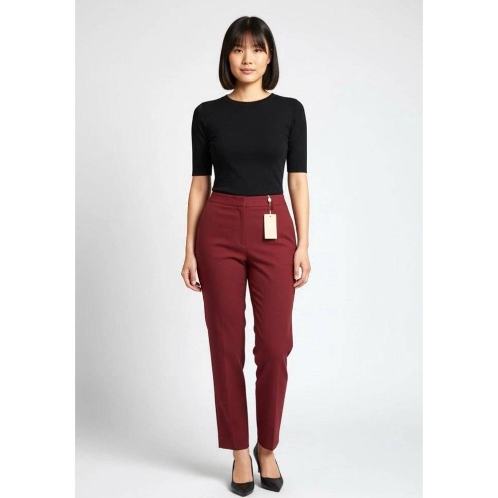 Paul Smith London Straight Leg Dark Red Cotton Pants Women's EU 42 / US 6-8 NWT